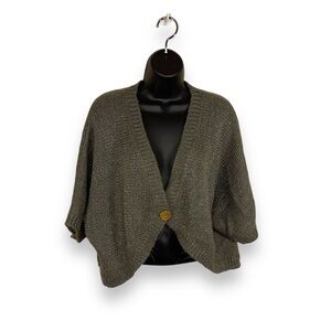 SIZE 22 VINTAGE 90’s GREY KNIT BOLERO SWEATER AVENUE PLUS COZY GRAY SHORT SLEEVE